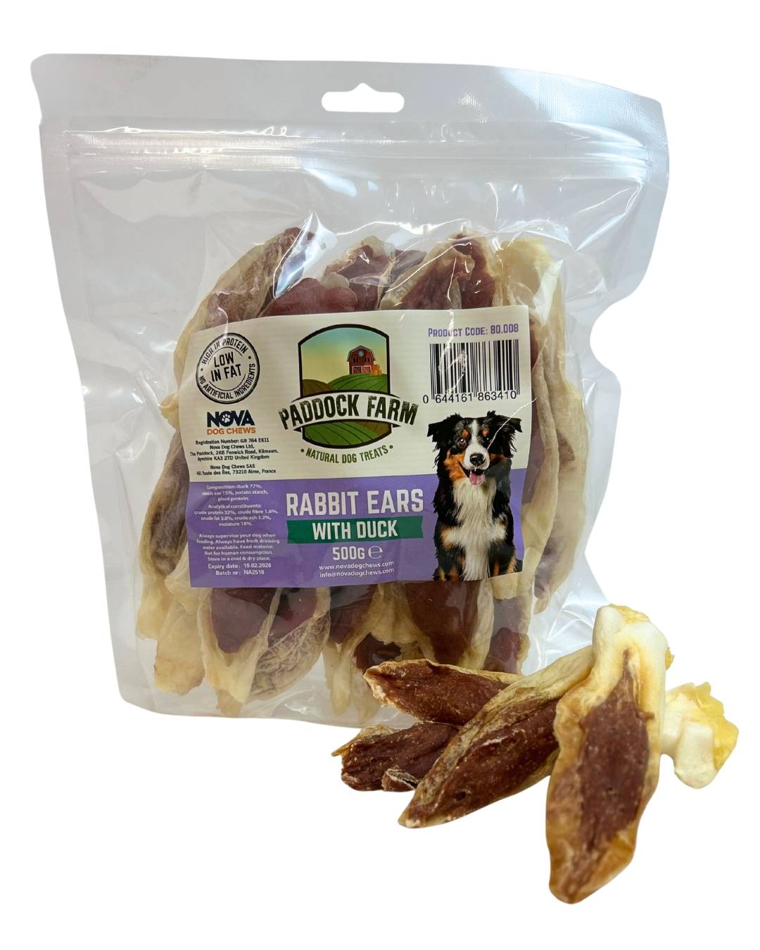 NEW PRODUCT **Filled rabbit ears** 500g bag, approx. 25 pieces.